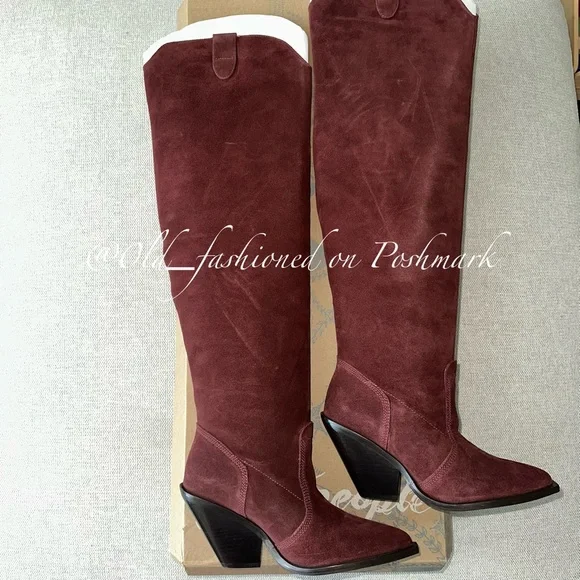 FREE PEOPLE Leather Triple Crown OTK Boots - Espresso - Picture 8 of 13